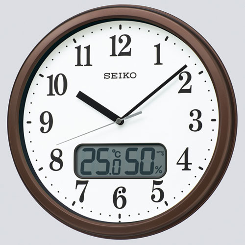 セイコー(SEIKO) KX244B 茶メタリック スタンダード掛け時計 液晶表示付