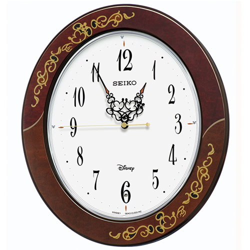セイコー(SEIKO) FS510B 茶唐草柄 大人ディズニー Kiss &amp; Heart 電波掛け時計