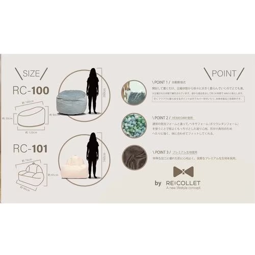 ロイヤル(ROYAL) RC-101/SILVERGRAY シルバーグレー ボーンソファ 布 圧縮クッションソファ1人用_3