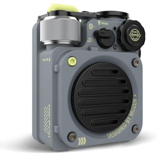 【長期保証付】MUZEN(ミューゼン) MW-PVXI2-MG メタルグレー Wild Mini 第2世代 Bluetooth スピーカー ミリタリースタイル 屋外用のフラッシュライトを装備
