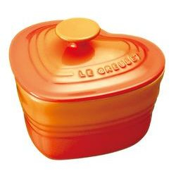 ル・クルーゼ(LE CREUSET) ラムカンダムール フタ付 オレンジ ハート型