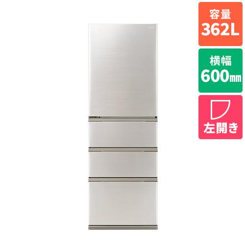 アクア冷蔵庫 362L 幅60 左開 ブライトシャンパンAQR-S36RL（N）