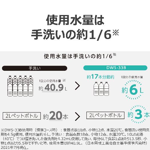 東芝(TOSHIBA) DWS-33B-W ホワイト 食器洗い乾燥機 タンク式 工事不要 31L
