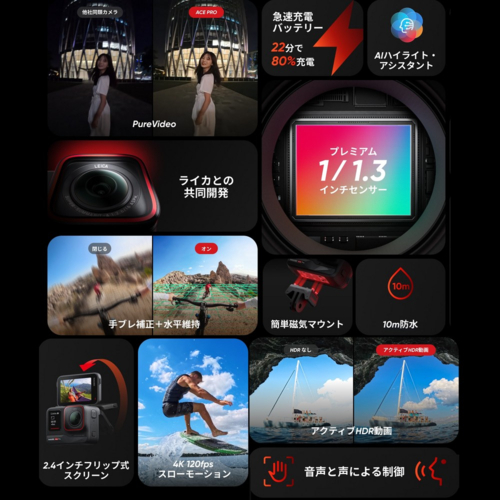 Insta360 Insta360 Ace Pro アクションカメラ スペシャルセット バッテリー・ミニ見えない自撮り棒＋三脚・microSD128GB CINSAAJA-SE_2