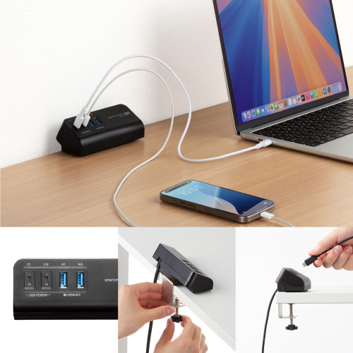 サンワサプライ ACA-PD106BK USB PD対応クランプ式AC充電器 PD65W・C×2＋A×2・ブラック_13