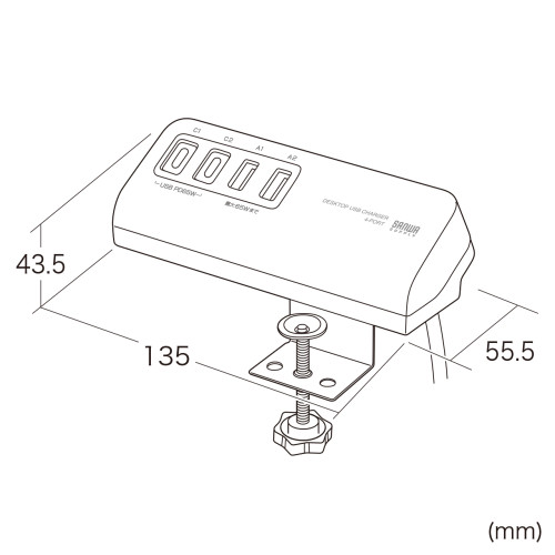 サンワサプライ ACA-PD106BK USB PD対応クランプ式AC充電器 PD65W・C×2＋A×2・ブラック_18