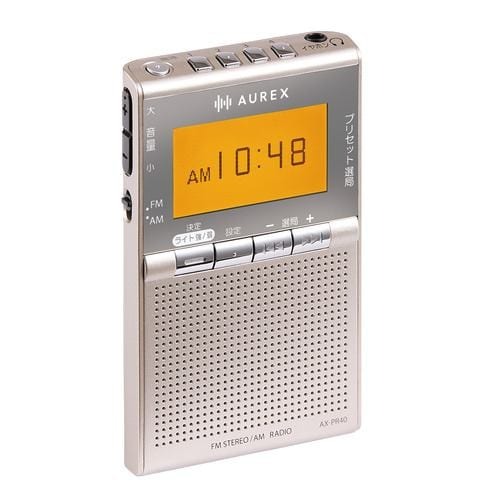 Aurex(オーレックス) AX-PR40-N サテンゴールド 漢字対応液晶パネル搭載 LEDライト付 ポケットラジオ_12