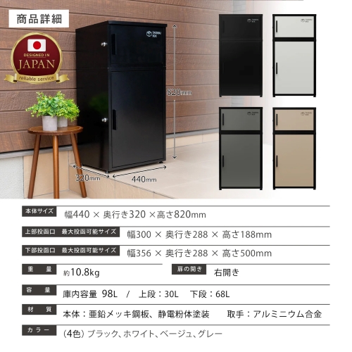 パイクスピーク(PYKESPEAK) 宅配ボックス DUO スタンダード P0315 グレー PYKES PEAK P0315TBD01-GRY 完成品