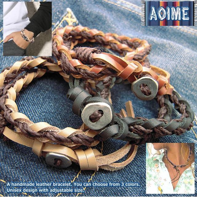 アリゾナフリーダム　コンチョ　ブラックレザー編み込みブレスレット アリゾナフリーダム コンチョ ブラックレザー編み込み