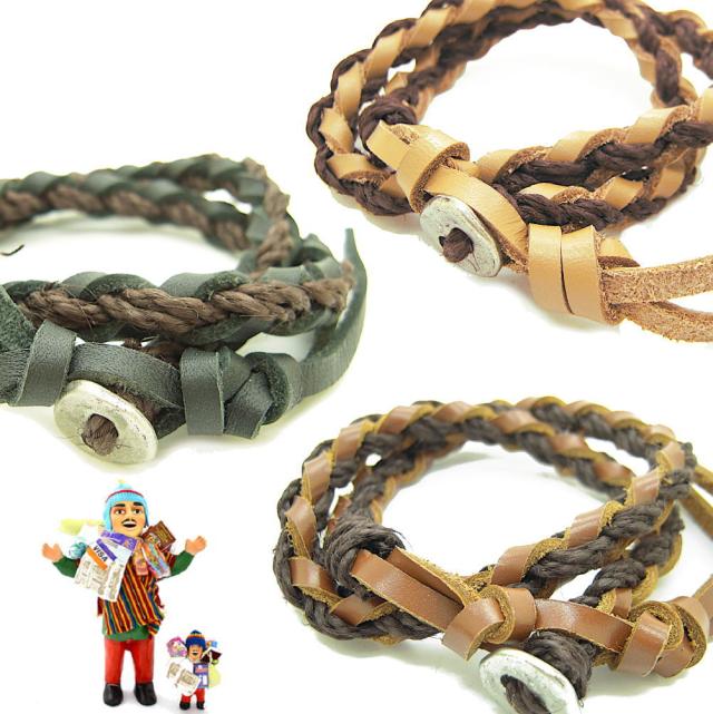 ＊展示品♪ハンドメイド♪ コンチョボタンのスタッズレザーブレスレット＊ Amazon | レザー ブレスレット 四つ編み 革 麻ひも コンチョ