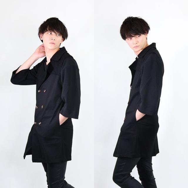 ロングベスト シャツ メンズ アウター ロング丈 黒 カジュアル ジレ ブラック モード系 Amor 艶黒の通販はau Pay マーケット Santasan