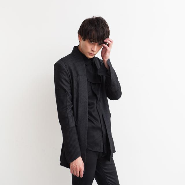 ジャケット メンズ 異素材切り替え 無地 黒 アウター ブラック モード系 Amor 艶黒の通販はau Pay マーケット Santasan