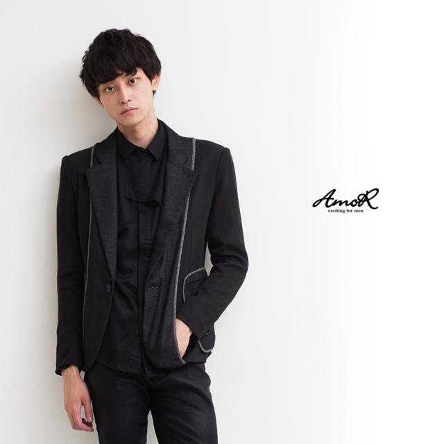 Amor ジャケット メンズ ショート パイピング 外ポケット 無地 黒 アウター ショート丈 ブラック モード系 Amor 艶黒の通販はau Pay マーケット Santasan