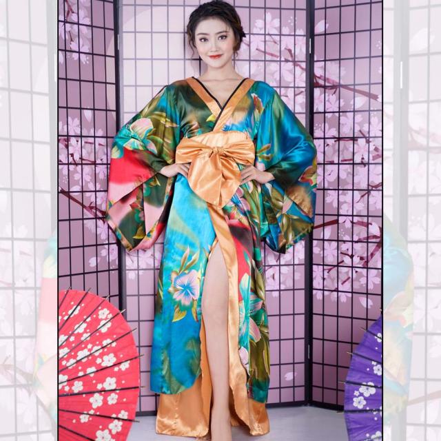 即納 送料無料 グラデーション オリエンタル フラワープリント 花魁風 着物 ロングドレス イベント コスプレ キャバ嬢の通販はau Pay マーケット ステイ ウィズ 5000円以上購入で送料無料