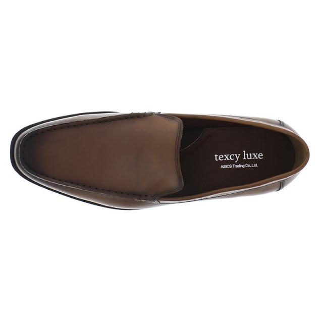 テクシーリュクス アシックス商事 texcy luxe 本革 革靴 ビジネス カジュアル シューズ ビジカジ モカシン スリッポン 黒 ブラック 3E ロングノーズ スーツ 靴 actu7015_5