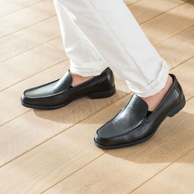 テクシーリュクス アシックス商事 texcy luxe 本革 革靴 ビジネス カジュアル シューズ ビジカジ モカシン スリッポン 黒 ブラック 3E ロングノーズ スーツ 靴 actu7015_7