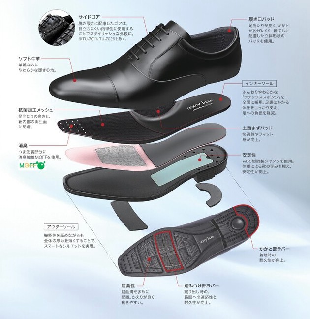 テクシーリュクス アシックス商事 texcy luxe 本革 革靴 ビジネスシューズ ビット スニーカー 黒 ブラック 3E ロングノーズ スーツ 靴 actu7026_7