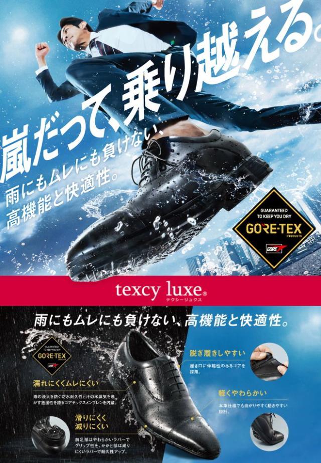 テクシーリュクス アシックス商事 texcy luxe 本革 革靴 商行為シューズ モンクストラップ GORE-TEX 黒 黒いこと 3E ロングノーズ 靴 父の日 actu8004