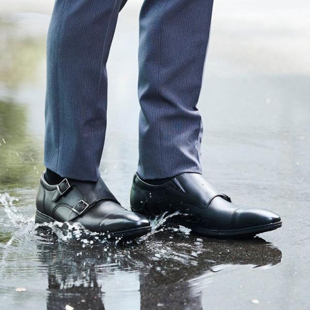 テクシーリュクス アシックス商事 texcy luxe 本革 革靴 商行為シューズ モンクストラップ GORE-TEX 黒 黒いこと 3E ロングノーズ 靴 父の日 actu8004