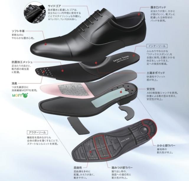テクシーリュクス アシックス商事 texcy luxe 本革 スーツ 革靴 ビジネスシューズ ストレートチップ スニーカー 黒 ブラック ロングノーズ スーツ 靴 actu7042_7