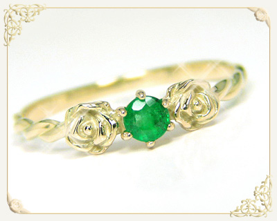 エメラルド リング バラ 薔薇 K10YGの通販は