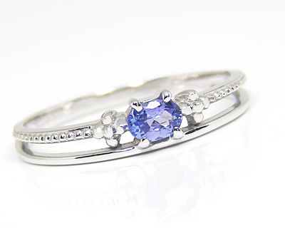 タンザナイト リング K10WG ホワイト ゴールド