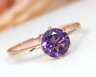 アメジスト リング K10PG 6mm ピンク ゴールド