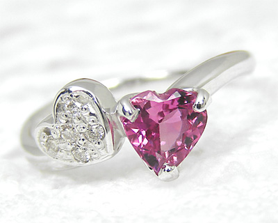 K10 ピンクトルマリン　ダイヤリング ピンクトルマリン ピンキー リング リング ダイヤモンド ホワイト