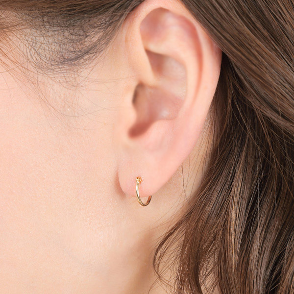 ゴールド 18k K18 パイプ フープ ピアス スナップ ピアス 幅1.0mm 外径 