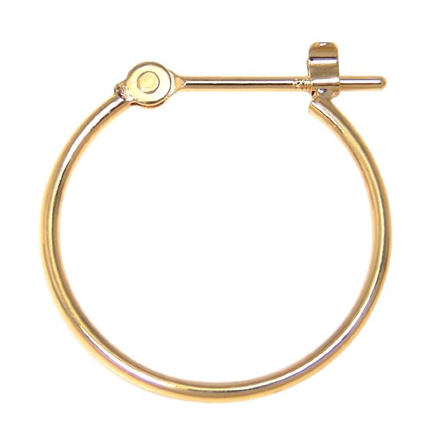 ゴールド K18 パイプ フープ ピアス スナップ ピアス 幅1.0mm 外径15.0mm レディース メンズ 輪っか クロッシング 遮断式 リング ワンタッチ キャッチレス_7