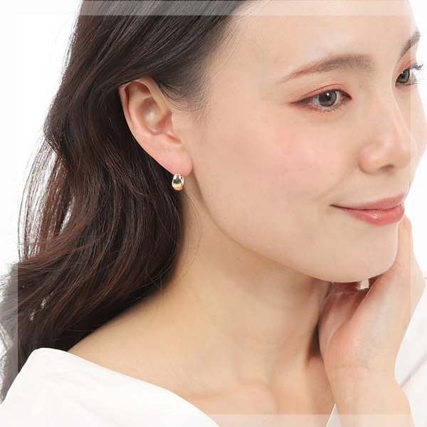 フープ ピアス 月甲丸 甲丸 スナップ ムーンピアス K10YG 10k 10金 イエロー ゴールド 幅7mm 外径13mm ぷっくり レディース 輪っか クロッシング 遮断式 リング ワンタッチ キャッチレス_2
