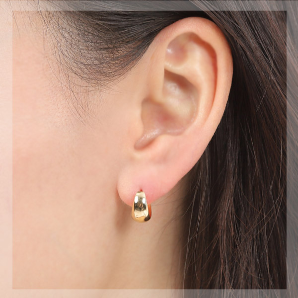 フープ ピアス 月甲丸 甲丸 スナップ ムーンピアス K10YG 10k 10金 イエロー ゴールド 幅7mm 外径13mm ぷっくり レディース 輪っか クロッシング 遮断式 リング ワンタッチ キャッチレス_4
