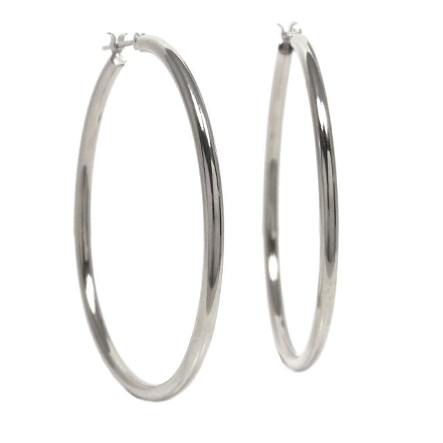 Pt900 プラチナ パイプ フープ ピアス スナップ ピアス 幅2.0mm 外径40.0mm 輪っか クロッシング 遮断式 リング ワンタッチ キャッチレスの通販は