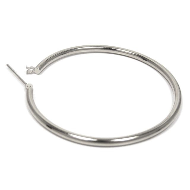 Pt900 プラチナ パイプ フープ ピアス スナップ ピアス 幅2.0mm 外径40.0mm 輪っか クロッシング 遮断式 リング ワンタッチ キャッチレスの通販は
