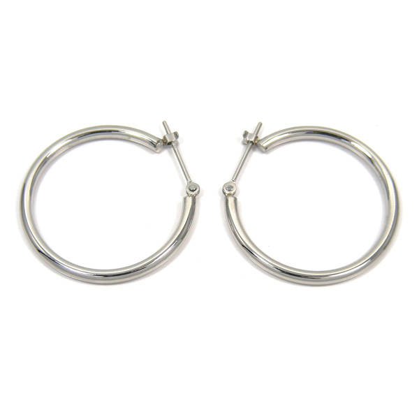 Pt900 プラチナ パイプ フープ ピアス スナップ ピアス 幅2.0mm 外径25.0mm 輪っか クロッシング 遮断式 リング ワンタッチ キャッチレス_3