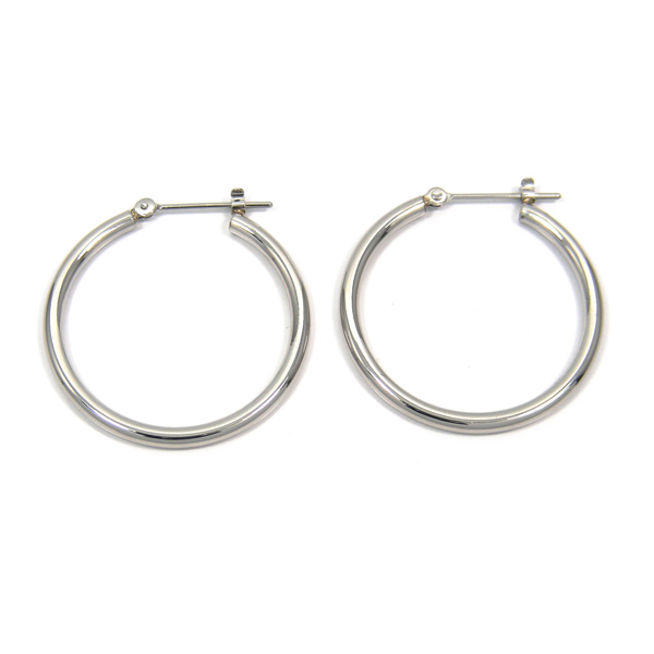 Pt900 プラチナ パイプ フープ ピアス スナップ ピアス 幅2.0mm 外径25.0mm 輪っか クロッシング 遮断式 リング ワンタッチ キャッチレス_4