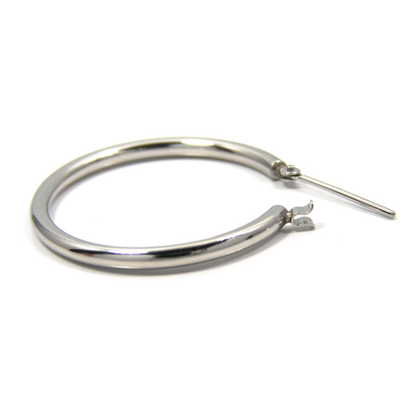 Pt900 プラチナ パイプ フープ ピアス スナップ ピアス 幅2.0mm 外径25.0mm 輪っか クロッシング 遮断式 リング ワンタッチ キャッチレス_5