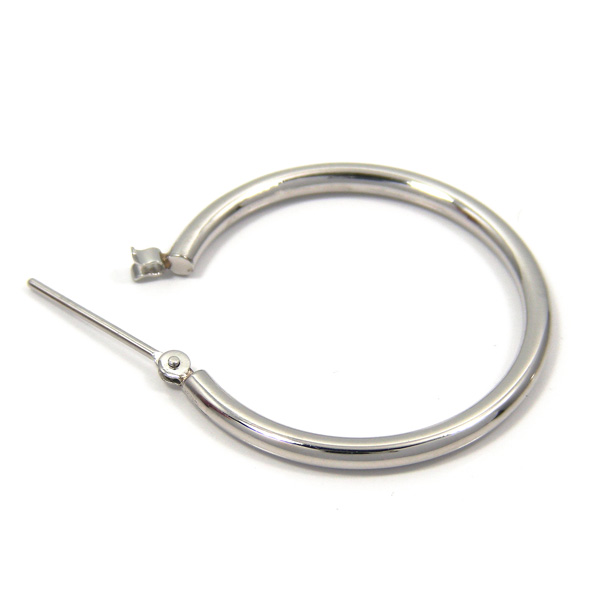Pt900 プラチナ パイプ フープ ピアス スナップ ピアス 幅2.0mm 外径25.0mm 輪っか クロッシング 遮断式 リング ワンタッチ キャッチレス_6
