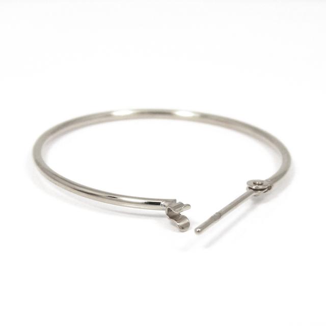Pt900 プラチナ パイプ フープ ピアス スナップ ピアス 幅1.0mm 外径25.0mm 輪っか クロッシング 遮断式 リング ワンタッチ キャッチレス_6