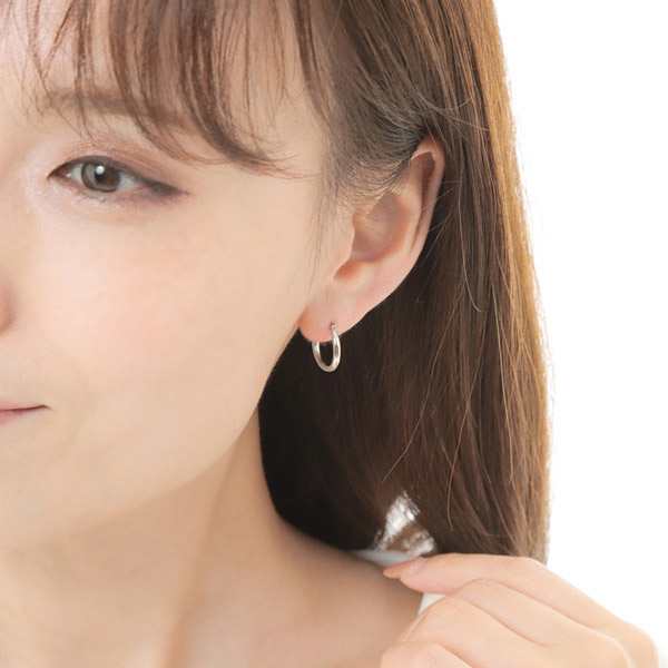 Pt900 プラチナ 甲丸 フープ 幅2mm 外径15.0mm スナップ ピアス ...