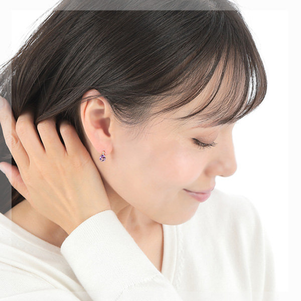 アメジスト ホワイトトパーズ ピアス K18YG 18金 18k イエロー ゴールド ドロップ 大粒_2