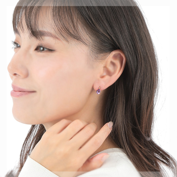 アメジスト ホワイトトパーズ ピアス K18YG 18金 18k イエロー ゴールド ドロップ 大粒_3