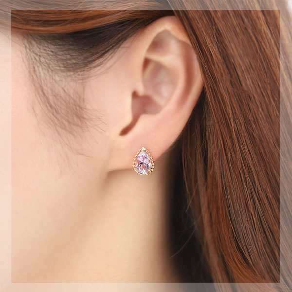 ピンク アメジスト ピアス K18YG 18k 18金 イエロー ゴールド