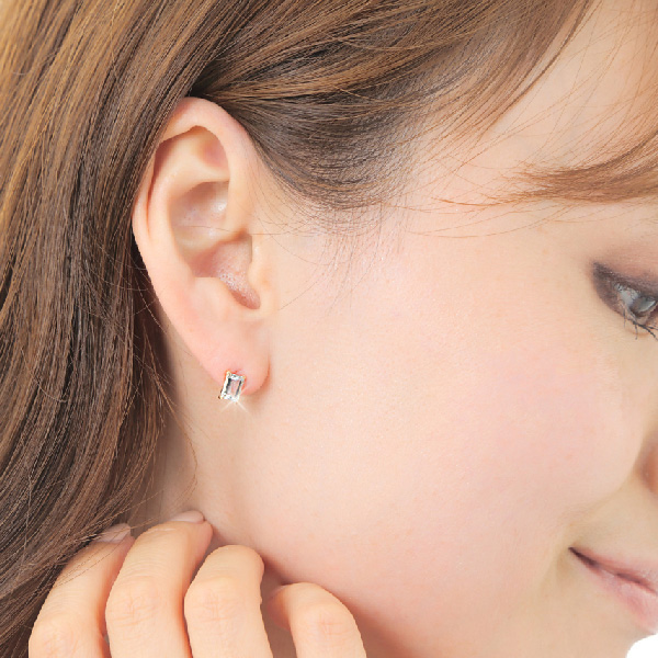 アクアマリン ピアス K10YG 10k 10金 バゲットカット スクエア 6x4mm イエロー ゴールド_2