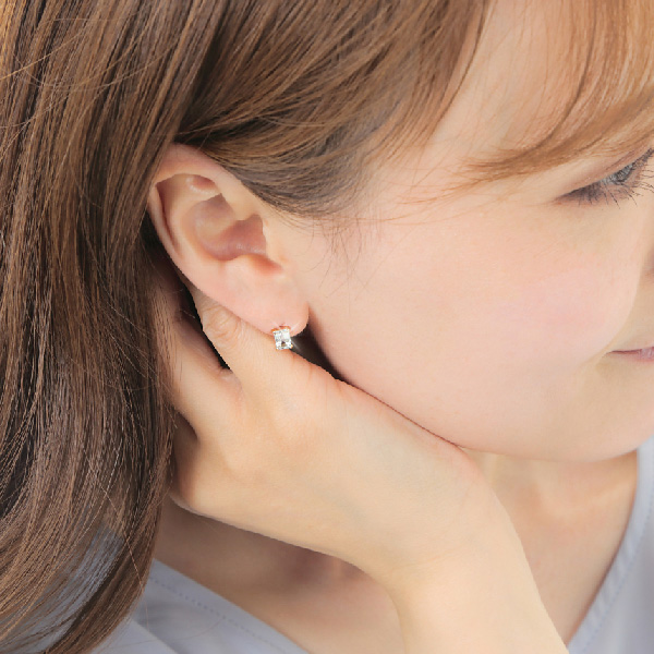アクアマリン ピアス K10YG 10k 10金 バゲットカット スクエア 6x4mm イエロー ゴールド_3