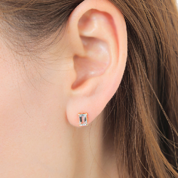 アクアマリン ピアス K10YG 10k 10金 バゲットカット スクエア 6x4mm イエロー ゴールド_4