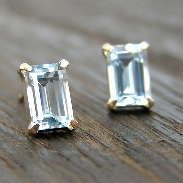アクアマリン ピアス K10YG 10k 10金 バゲットカット スクエア 6x4mm イエロー ゴールド_5