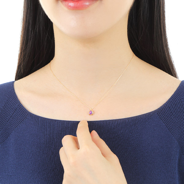 アメジスト ネックレス K18YG 18k 18金 イエローゴールド ダイヤモンド 雫 ドロップ_2