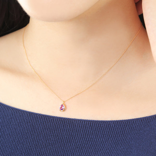 アメジスト ネックレス K18YG 18k 18金 イエローゴールド ダイヤモンド 雫 ドロップ_3