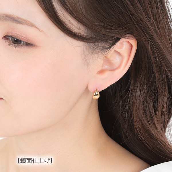 月甲 中折れ フープピアス ピアス K18YG 18金 18k イエローゴールド の